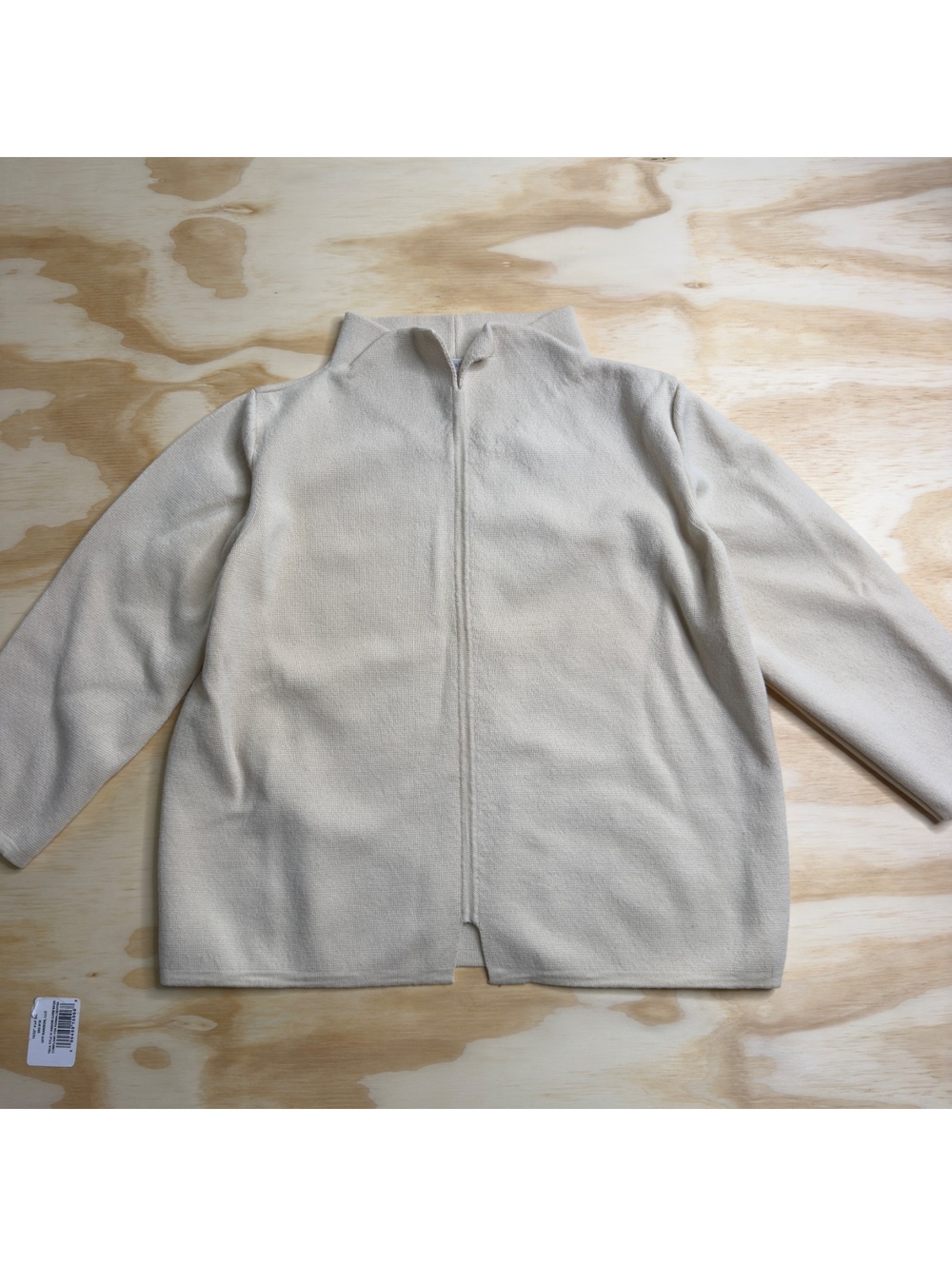 MaxMara Beige 3/4 Sleeve Wool Mock Neck Sweater Size L